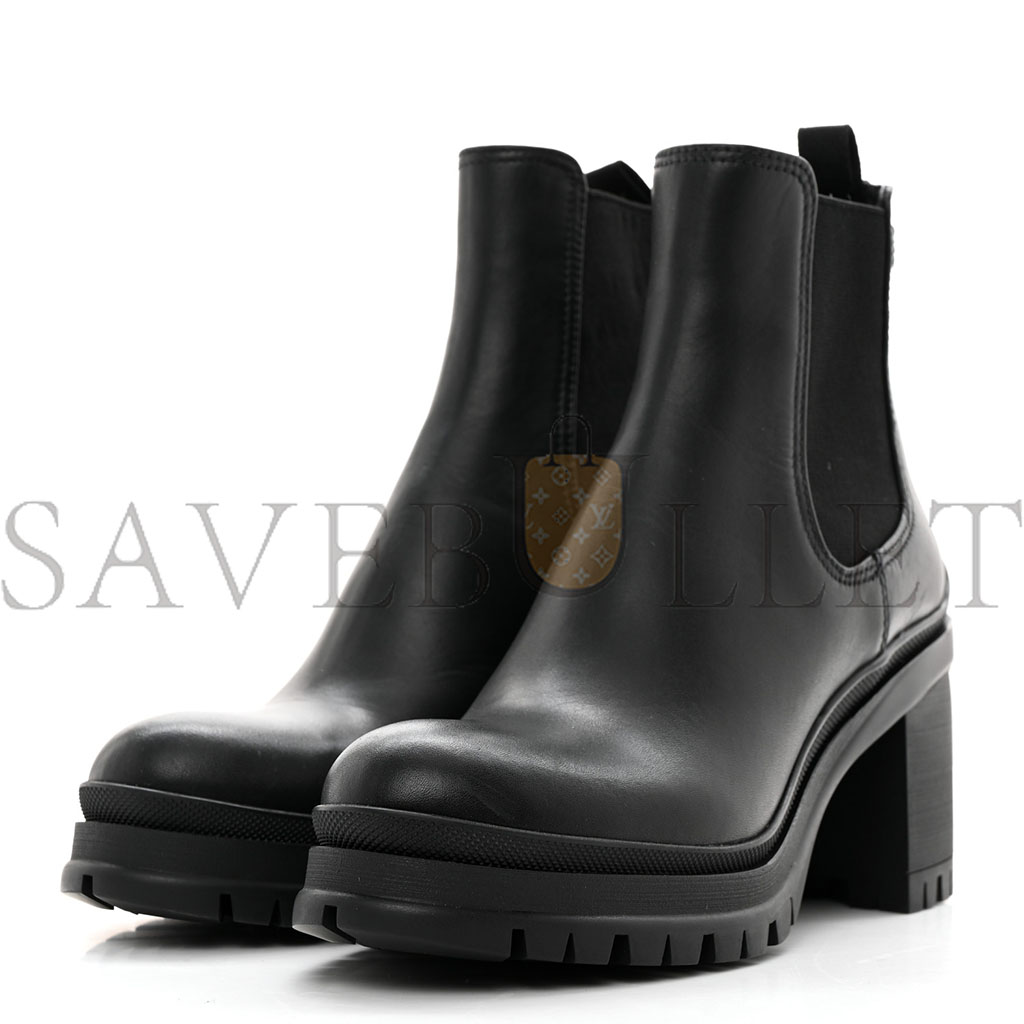 PRADA VITELLO MONTANA LUG SOLE CHELSEA 55MM BOOTS 36 BLACK