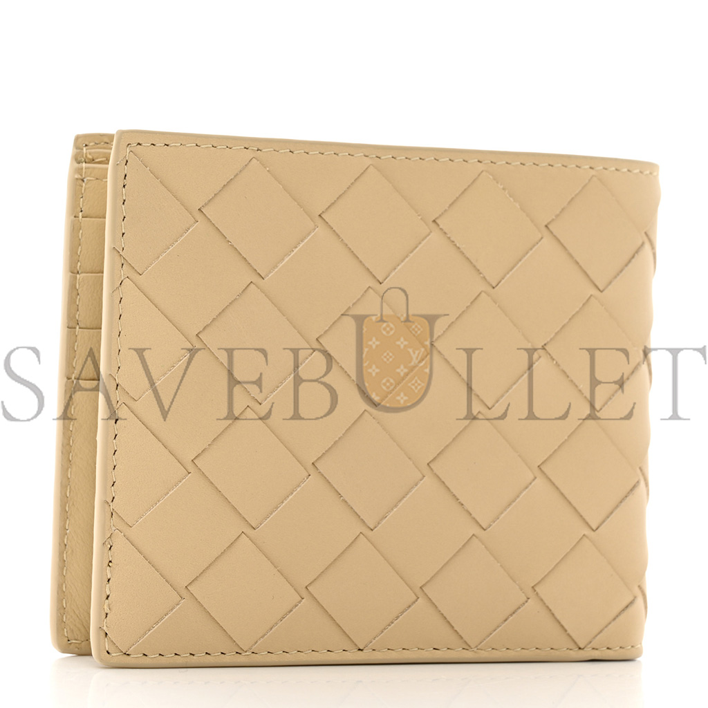 BOTTEGA VENETA NAPPA MAXI INTRECCIATO BI FOLD WALLET PORRIDGE (11*10*2cm)