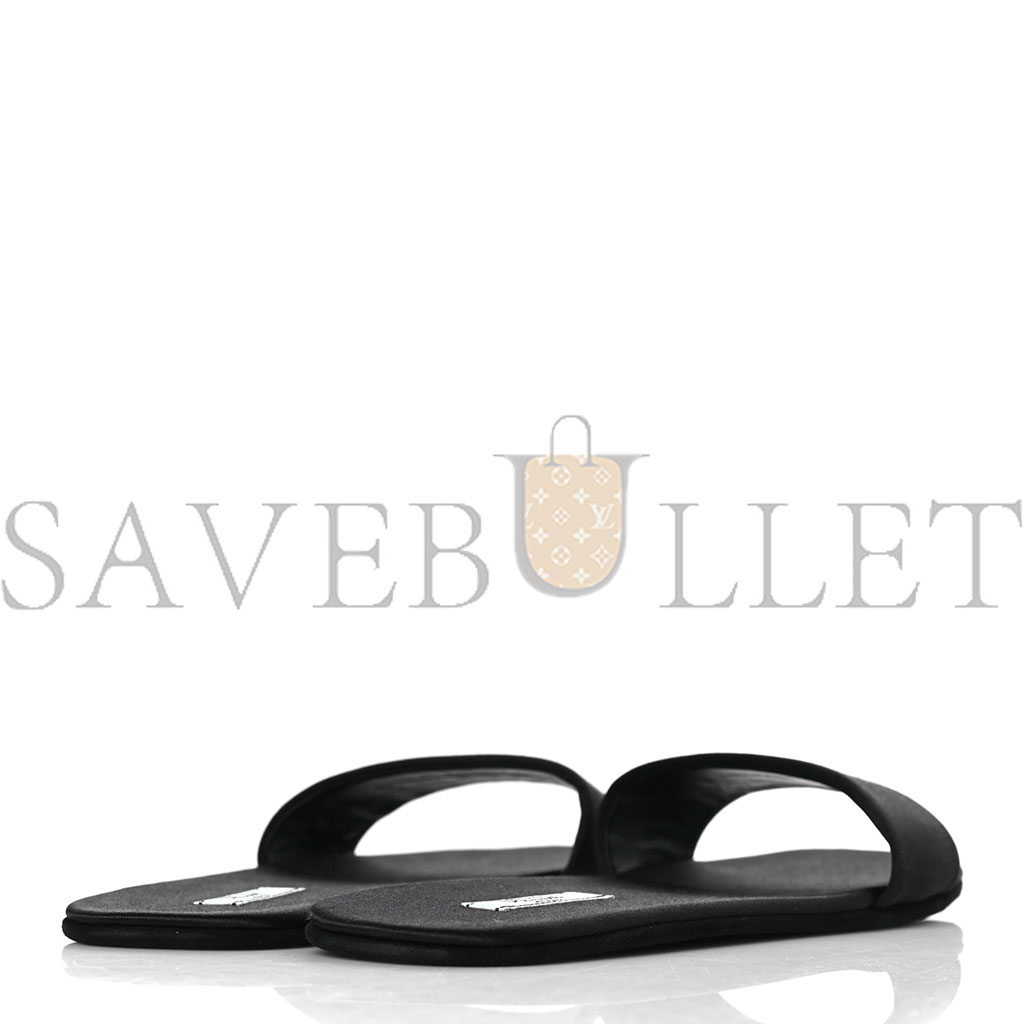 PRADA SATIN TRAVEL SLIDE SANDALS M 37.5 38.5 BLACK