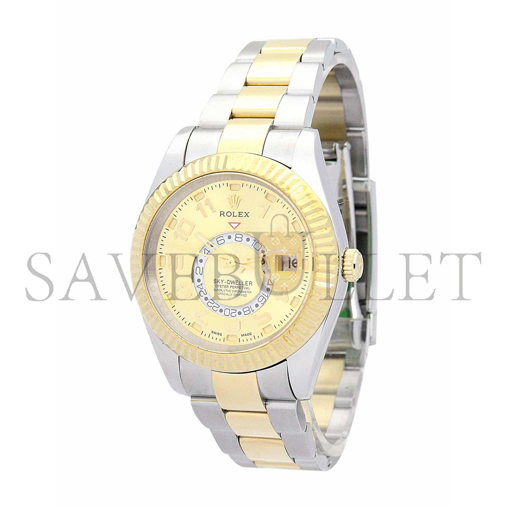 ROLEX SKY-DWELLER 42MM GOLD DIAL WATCH 326938