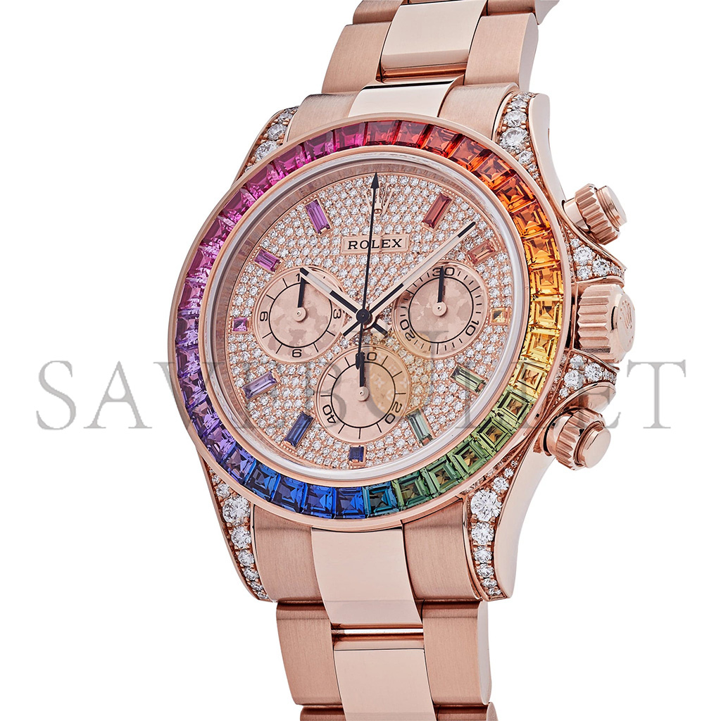 ROLEX DAYTONA 'RAINBOW' ROSE GOLD PAVE DIAMOND DIAL WATCH 116595RBOW