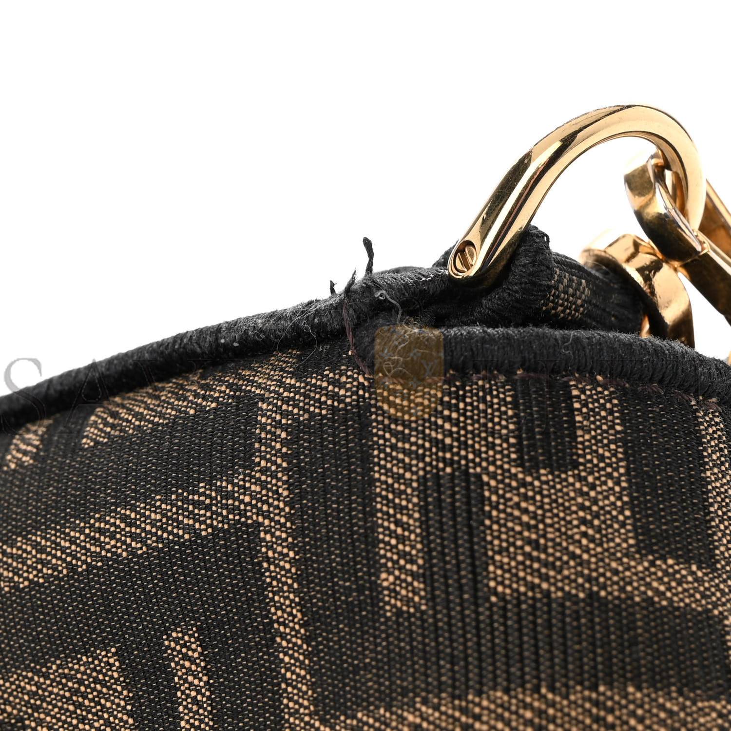 FENDI FABRIC JACQUARD FF 1974 MINI BAGUETTE TOBACCO MORO BLACK (18*11*5cm)