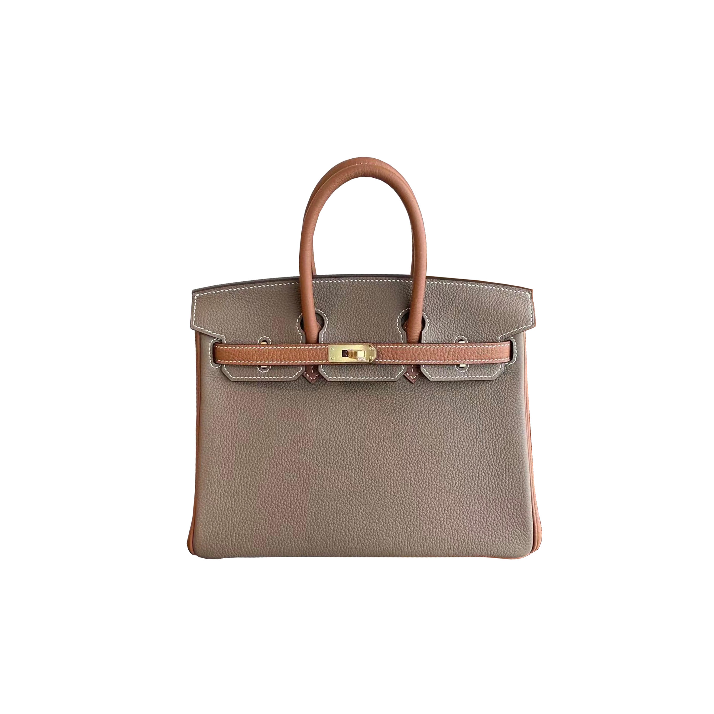 HERMES BIRKIN 25 OUT DOOR LEATHER ELEPHANT GRAY GOLDEN BROWN 9768963 (25*20*13cm)