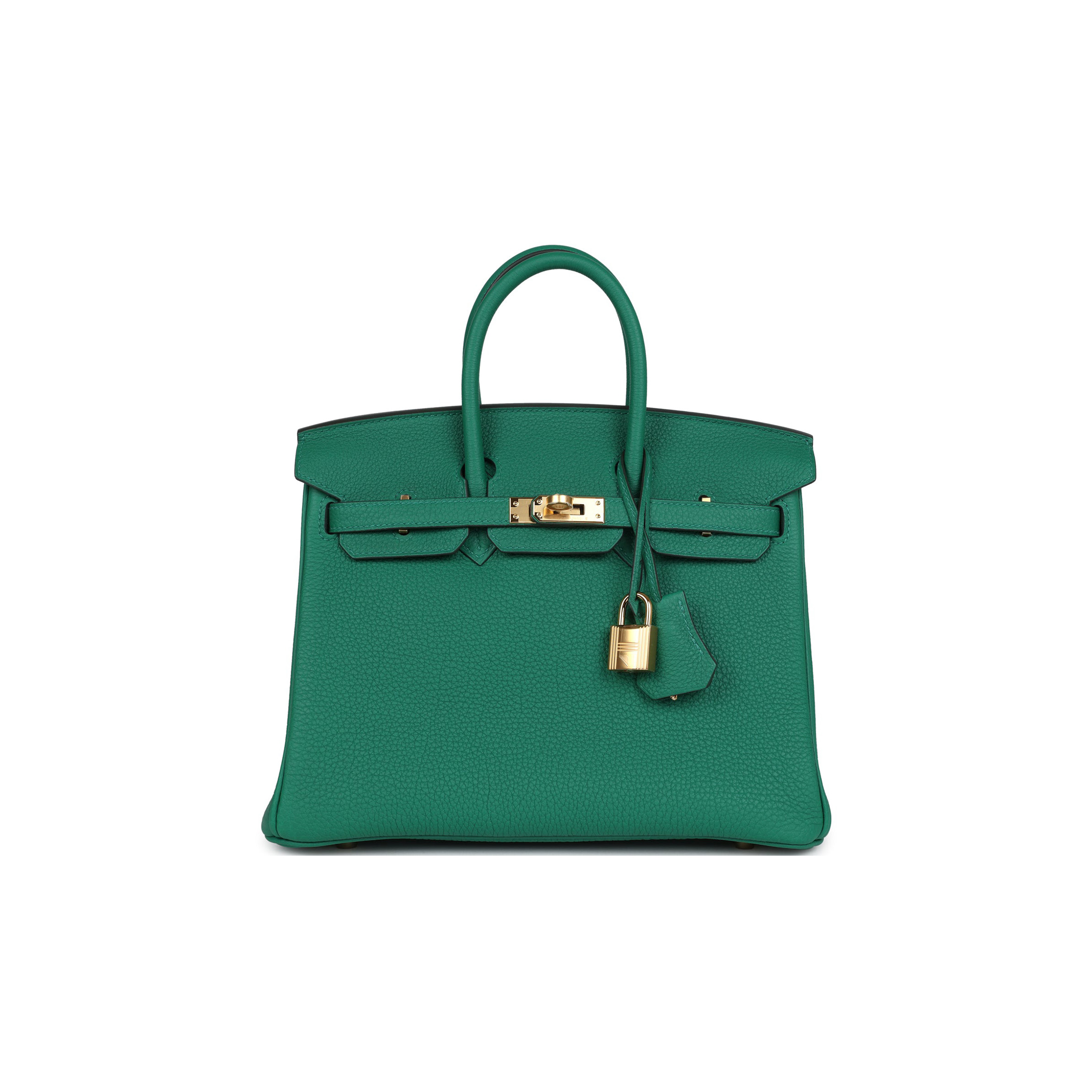 HERMÈS BIRKIN 25 TOGO LEATHER VELVET GREEN GOLD BUCKLE BAG BK30U4EPSS (25*20*13cm)