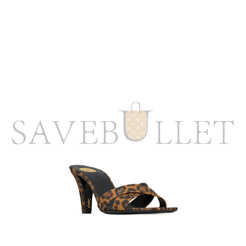 YSL JILL MULES IN LEOPARD GROSGRAIN 825270AAESW2094 YSL JILL MULES IN LEOPARD GROSGRAIN 825270AAESW2094