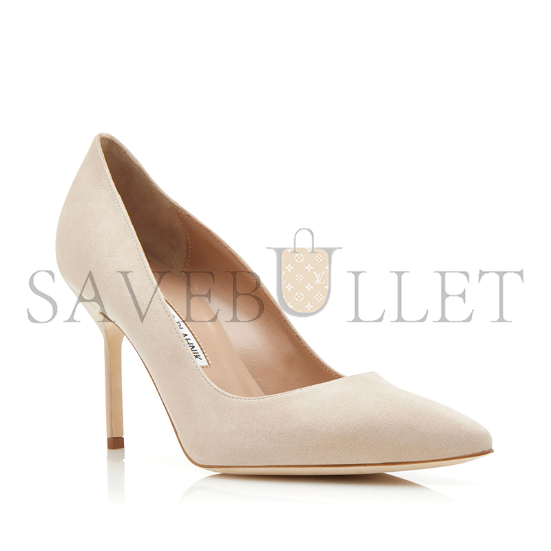MANOLO BLAHNIK BB 90 LIGHT BEIGE SUEDE POINTED TOE PUMPS 9XX-0416-0015 MANOLO BLAHNIK BB 90 LIGHT BEIGE SUEDE POINTED TOE PUMPS 9XX-0416-0015