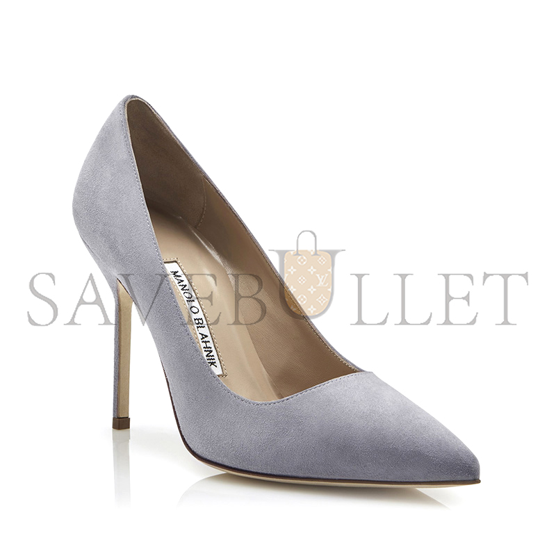 MANOLO BLAHNIK BB LIGHT GREY SUEDE POINTED TOE PUMPS 9XX-0417-0013 MANOLO BLAHNIK BB LIGHT GREY SUEDE POINTED TOE PUMPS 9XX-0417-0013