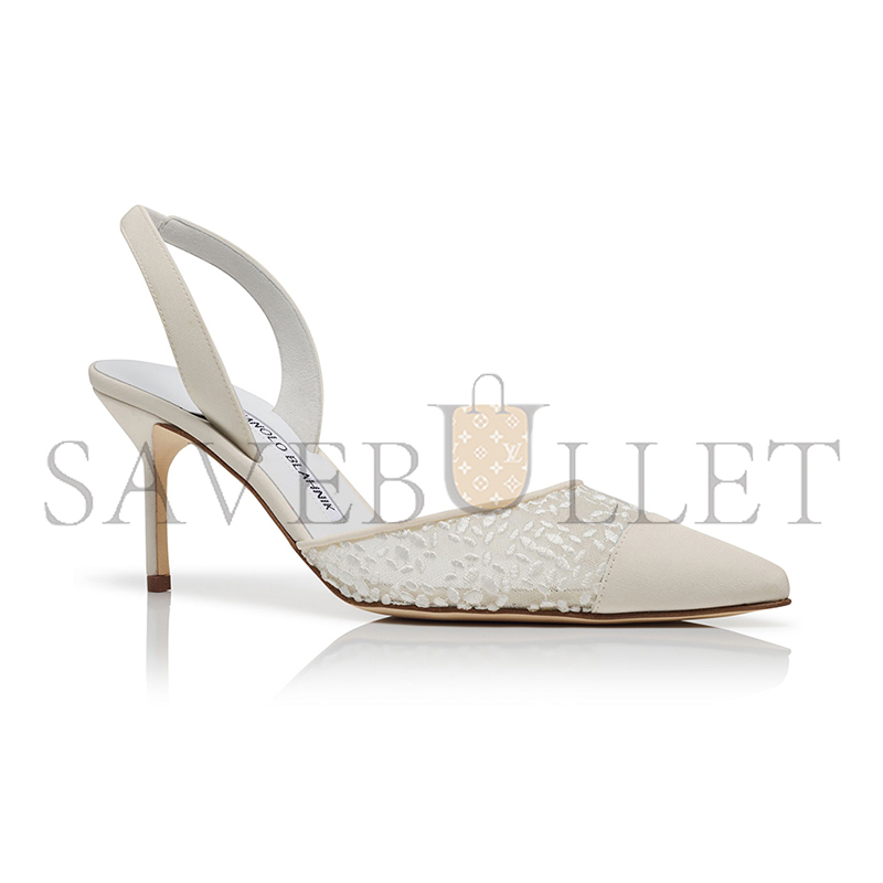 MANOLO BLAHNIK CAPSLI WHITE LACE SLINGBACK PUMPS 324-2950-0001 MANOLO BLAHNIK CAPSLI WHITE LACE SLINGBACK PUMPS 324-2950-0001