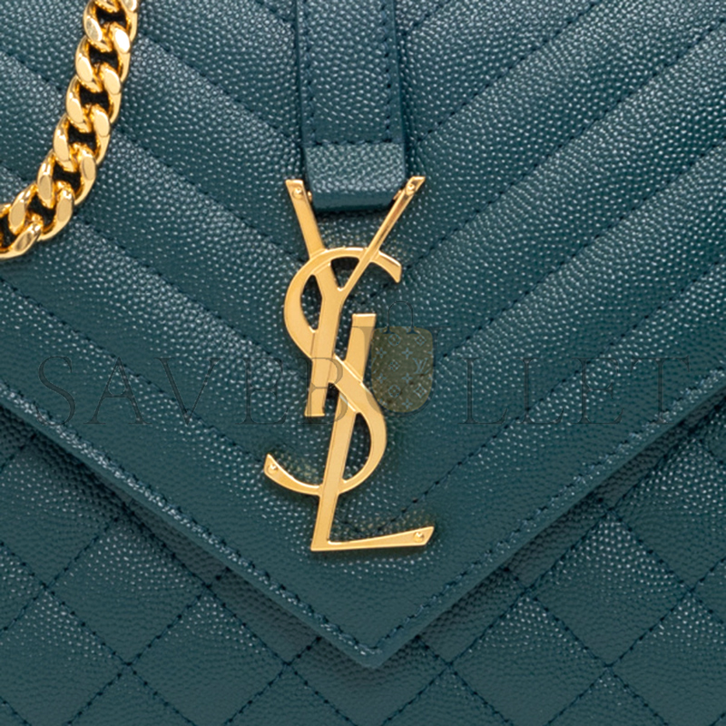 YSL ENVELOPE MEDIUM SHOULDER BAG GREEN 600185BOW914417 (24*17.5*6cm)