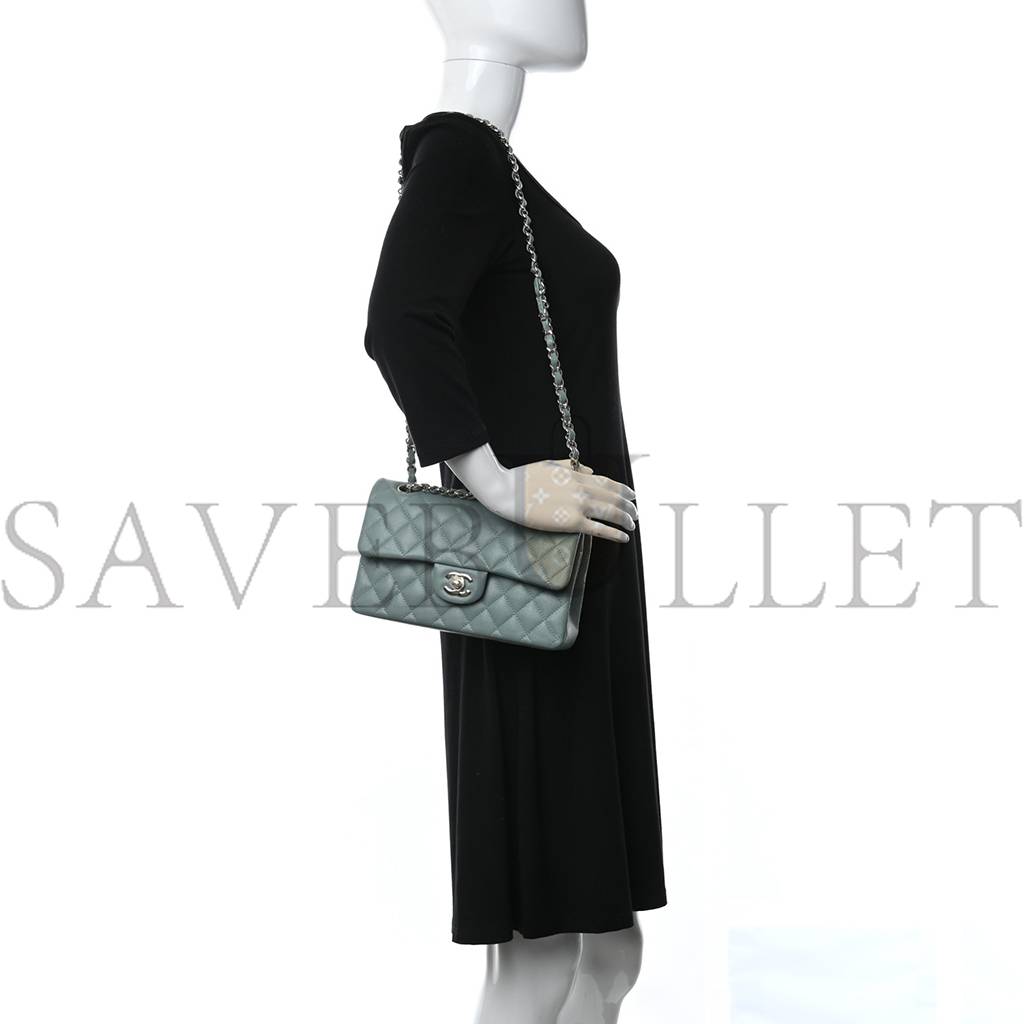 CHANEL CAVIAR QUILTED SMALL DOUBLE FLAP DARK GREEN ROSE GOLD HARDWARE (22*14*6cm) CHANEL CAVIAR QUILTED SMALL DOUBLE FLAP DARK GREEN ROSE GOLD HARDWARE (22*14*6cm)