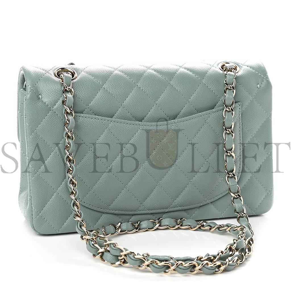 CHANEL CAVIAR QUILTED SMALL DOUBLE FLAP DARK GREEN ROSE GOLD HARDWARE (22*14*6cm) CHANEL CAVIAR QUILTED SMALL DOUBLE FLAP DARK GREEN ROSE GOLD HARDWARE (22*14*6cm)