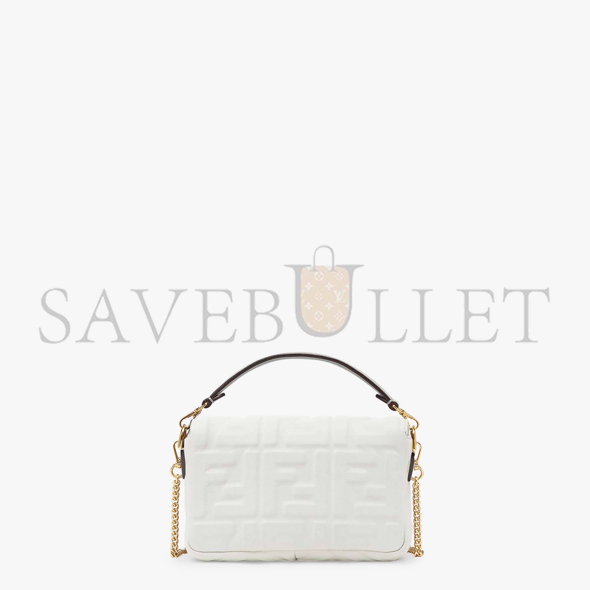 FENDI BAGUETTE MINI - WHITE LEATHER BAG 8BS017A72VF15AO (19*11.5*4cm)