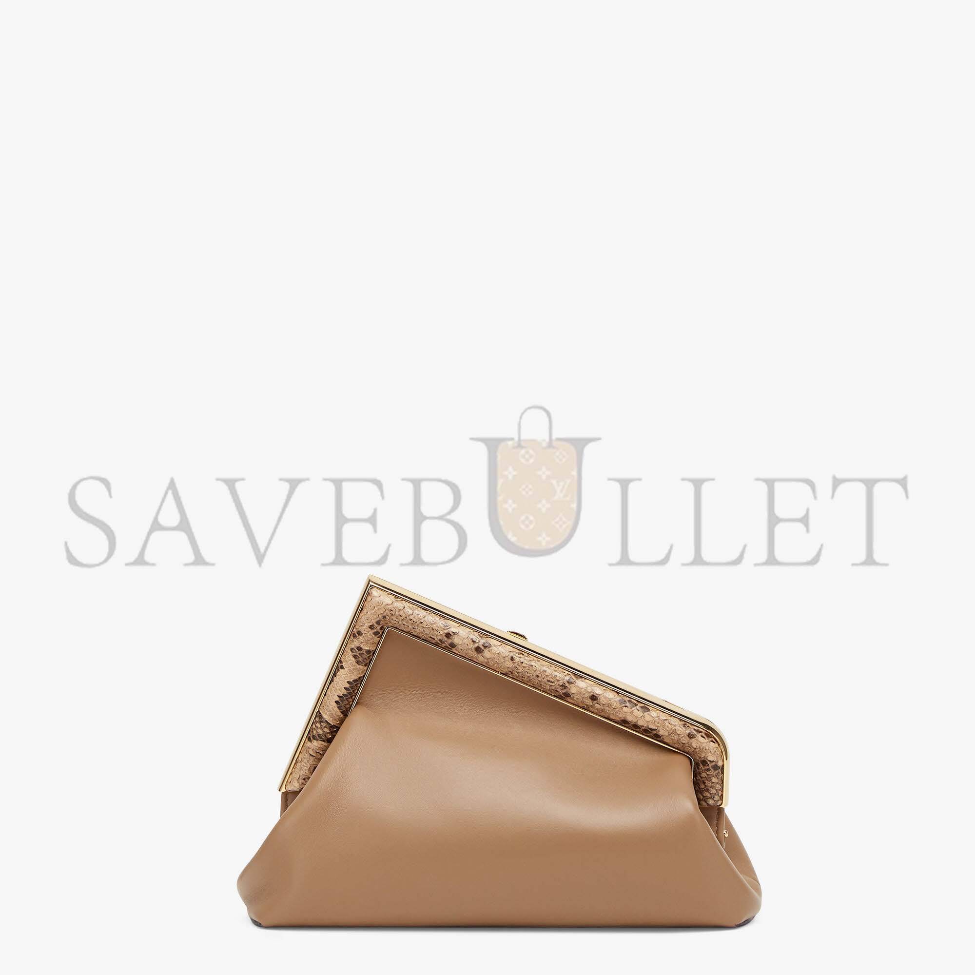 FENDI FIRST SMALL - BEIGE LEATHER BAG WITH EXOTIC DETAILS 8BP129AGWRF1GEM (26*18*9.5cm)