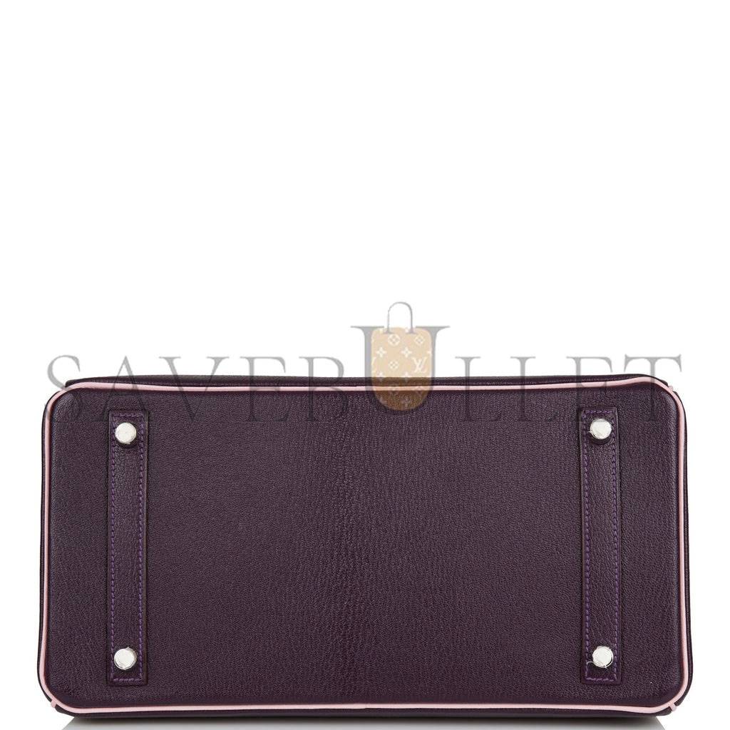 HERMES SPECIAL ORDER (HSS) BIRKIN 30 RAISIN AND ROSE SAKURA CHEVRE PALLADIUM HARDWARE ( 30cm*22*16cm) HERMES SPECIAL ORDER (HSS) BIRKIN 30 RAISIN AND ROSE SAKURA CHEVRE PALLADIUM HARDWARE ( 30cm*22*16cm)