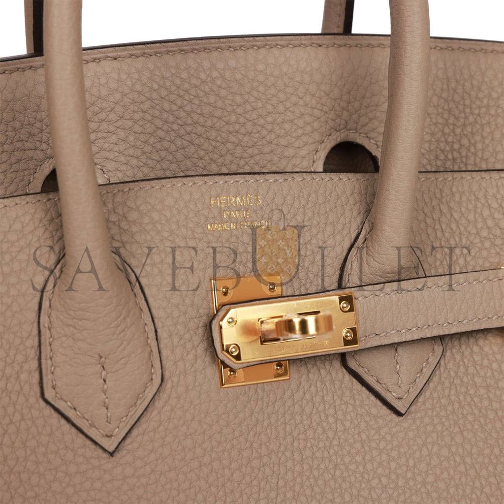 HERMES BIRKIN 25 GRIS TOURTERELLE TOGO GOLD HARDWARE HANDMADE (25cm) HERMES BIRKIN 25 GRIS TOURTERELLE TOGO GOLD HARDWARE HANDMADE (25cm)