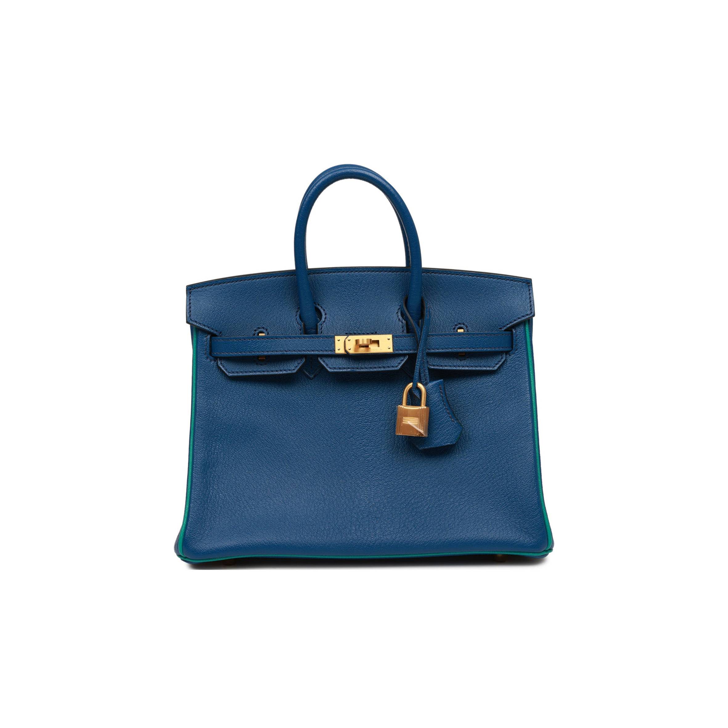 HERMES SPECIAL ORDER (HSS) BIRKIN 25 BLEU SAPHIR AND VERT VERTIGO CHEVRE BRUSHED GOLD HARDWARE HANDMADE (25.cm) HERMES SPECIAL ORDER (HSS) BIRKIN 25 BLEU SAPHIR AND VERT VERTIGO CHEVRE BRUSHED GOLD HARDWARE HANDMADE (25.cm)