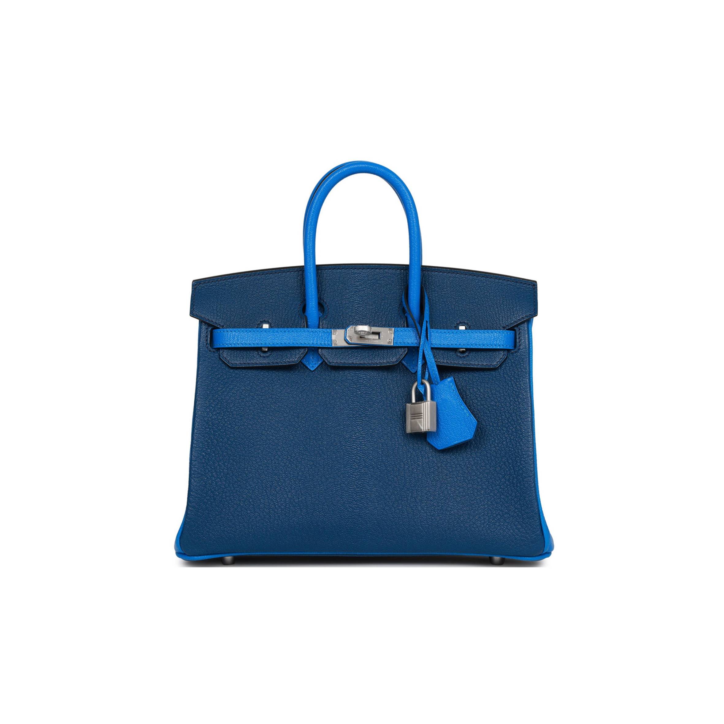 HERMES SPECIAL ORDER (HSS) BIRKIN 25 BLEU HYDRA AND BLEU SAPHIR CHÈVRE BRUSHED PALLADIUM HARDWARE HANDMADE (25cm) HERMES SPECIAL ORDER (HSS) BIRKIN 25 BLEU HYDRA AND BLEU SAPHIR CHÈVRE BRUSHED PALLADIUM HARDWARE HANDMADE (25cm)