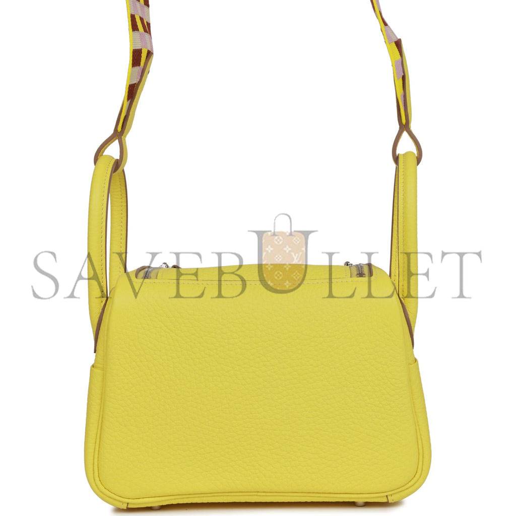 HERMES MINI LINDY LIME CLEMENCE PALLADIUM HARDWARE (19*12.5*9)