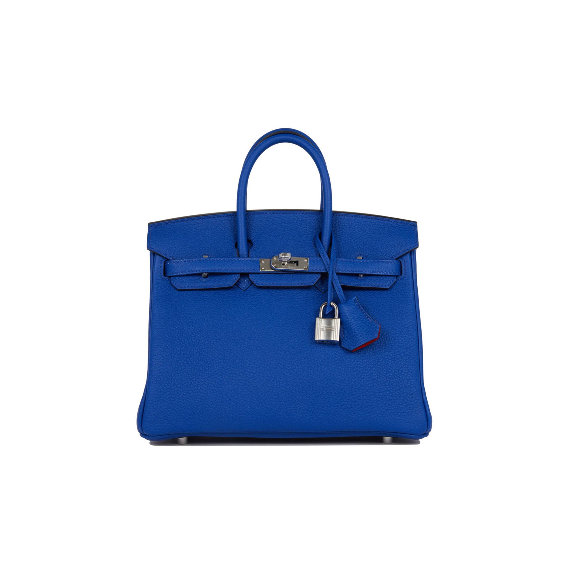 HERMES BIRKIN 25 BLEU ROYAL VERSO TOGO PALLADIUM HARDWARE HANDMADE (25cm) HERMES BIRKIN 25 BLEU ROYAL VERSO TOGO PALLADIUM HARDWARE HANDMADE (25cm)