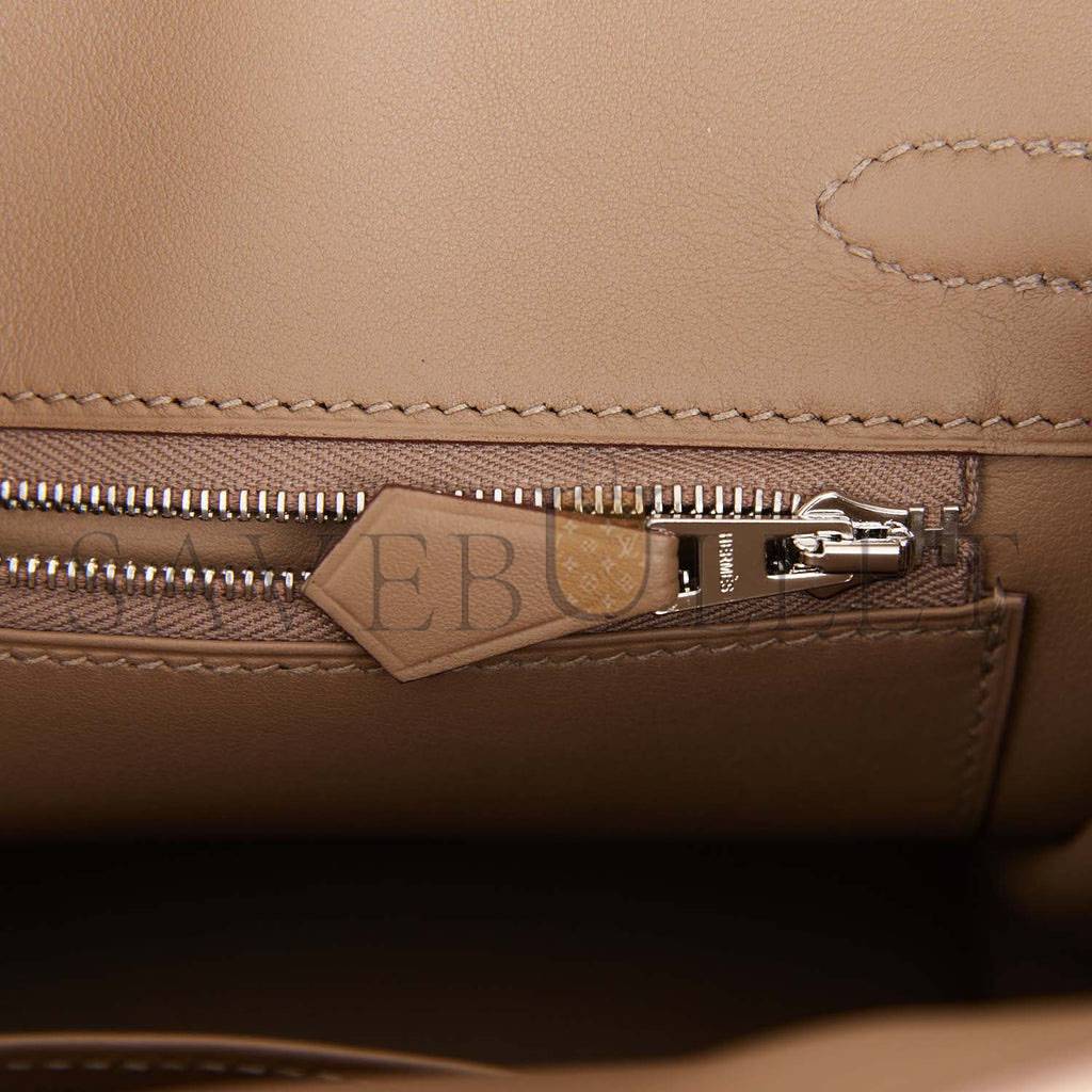 HERMES BIRKIN 25 GRIS CAILLOU GRIZZLY AND SWIFT PALLADIUM HARDWARE HANDMADE (25cm) HERMES BIRKIN 25 GRIS CAILLOU GRIZZLY AND SWIFT PALLADIUM HARDWARE HANDMADE (25cm)