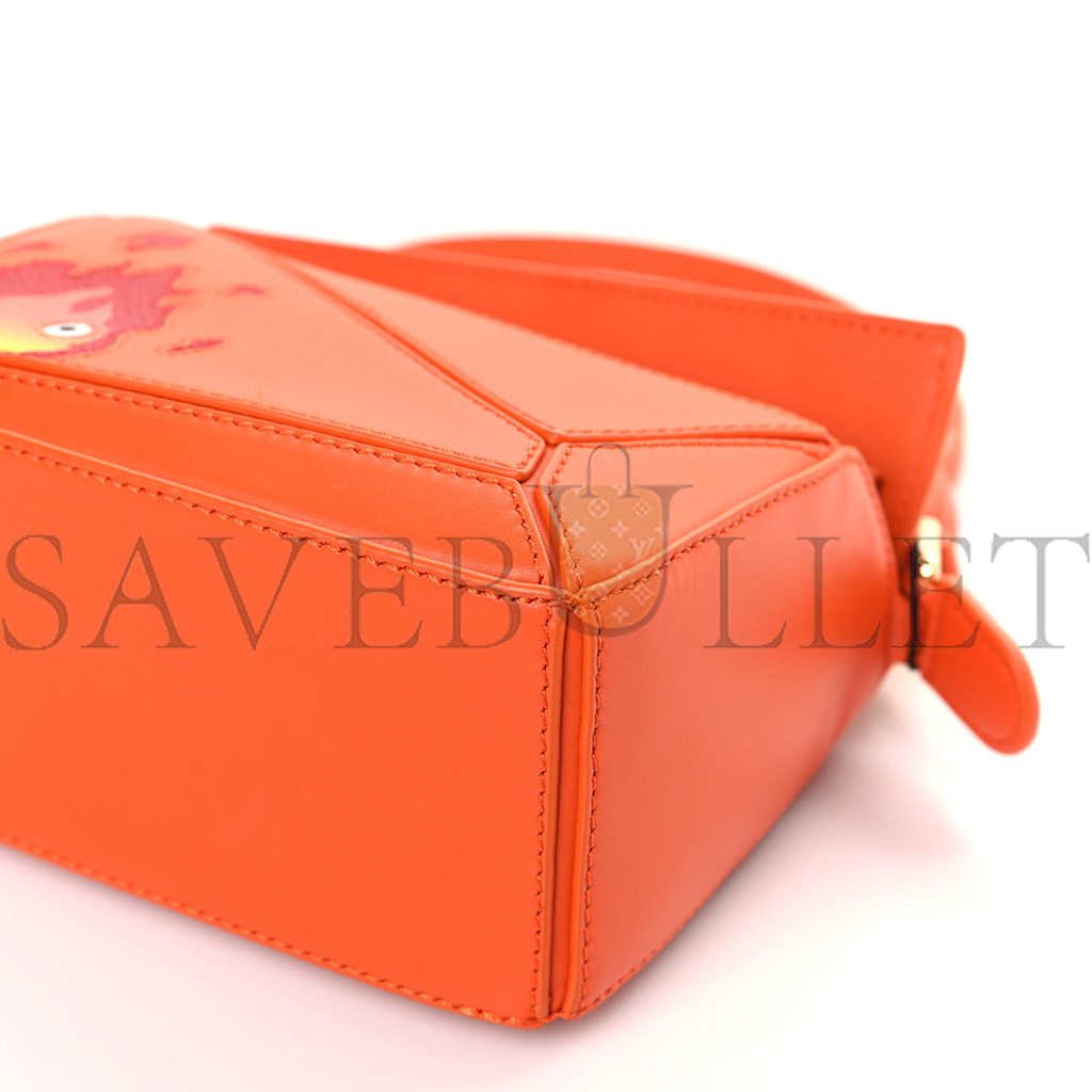 LOEWE X HOWLS MOVING CASTLE SATIN CALFSKIN MINI CALCIFER PUZZLE ORANGE (17*10*7cm)