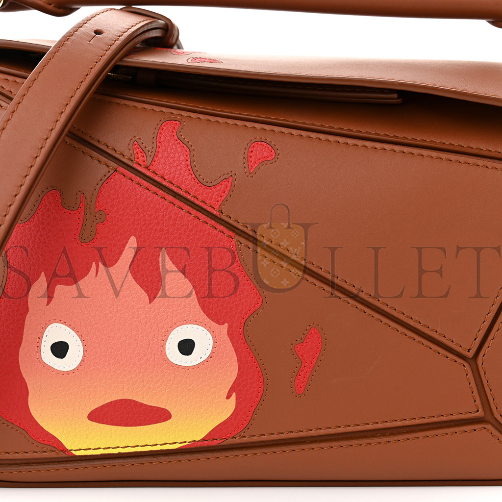 LOEWE X HOWLS MOVING CASTLE SATIN CALFSKIN SMALL CALCIFER PUZZLE BAG RUST (24*16.5*10.5cm)