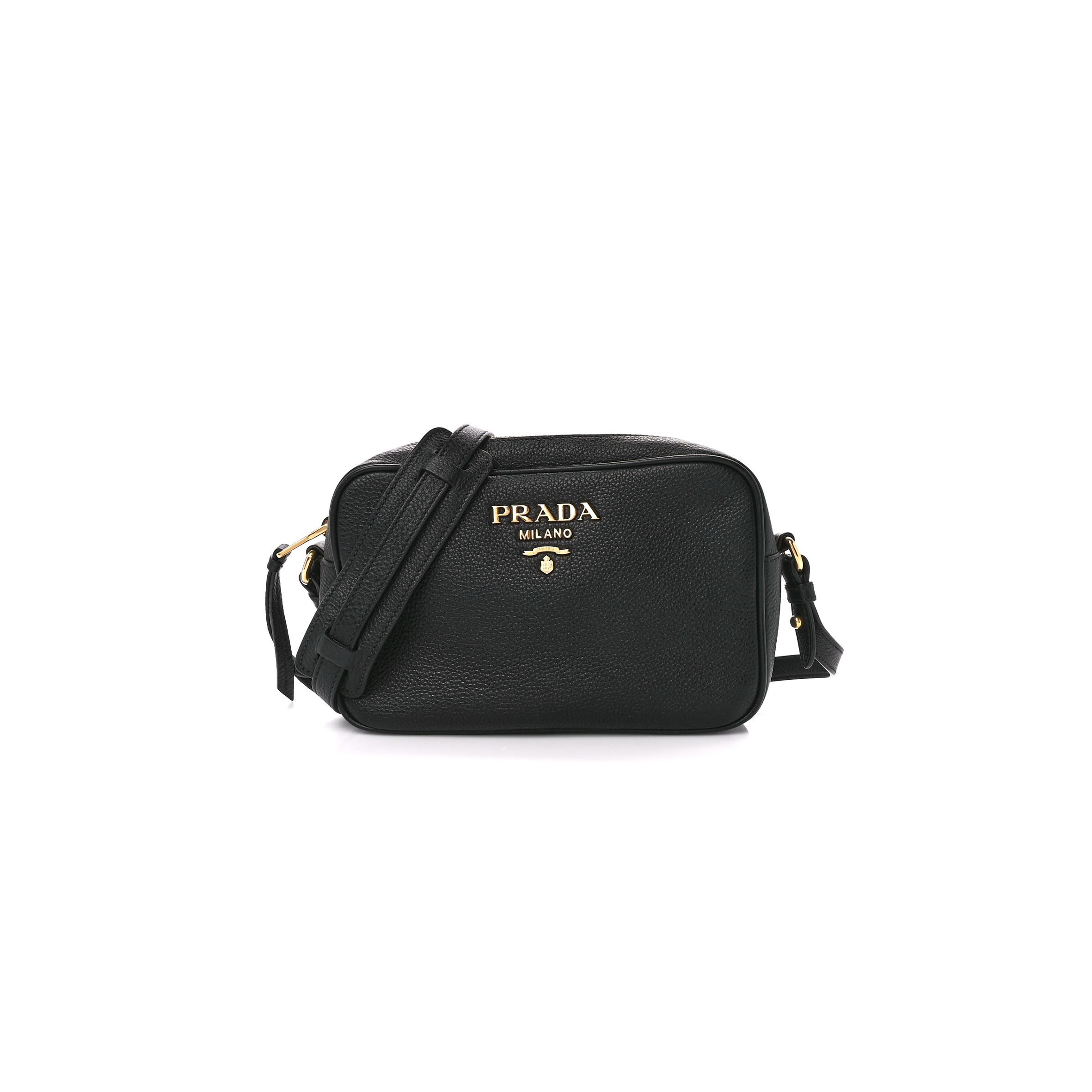 PRADA VITELLO PHENIX CAMERA BAG BLACK (20*15*8cm)