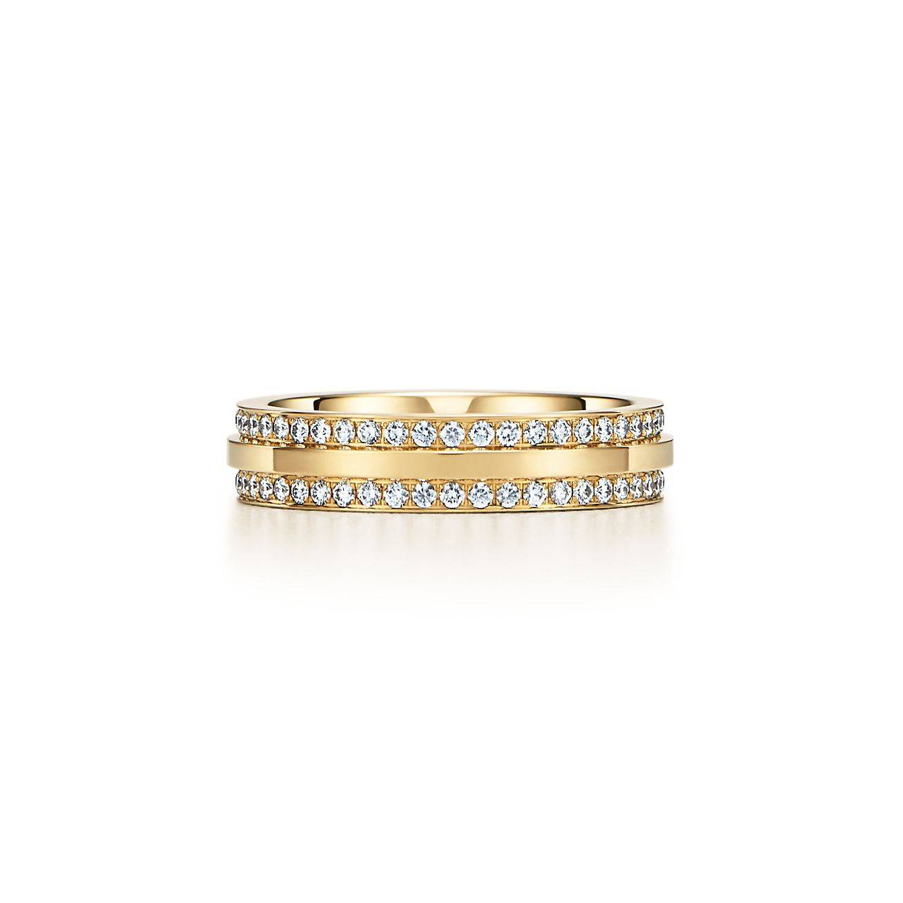 Tiffany T Narrow Pavé Diamond Ring in 18k Gold