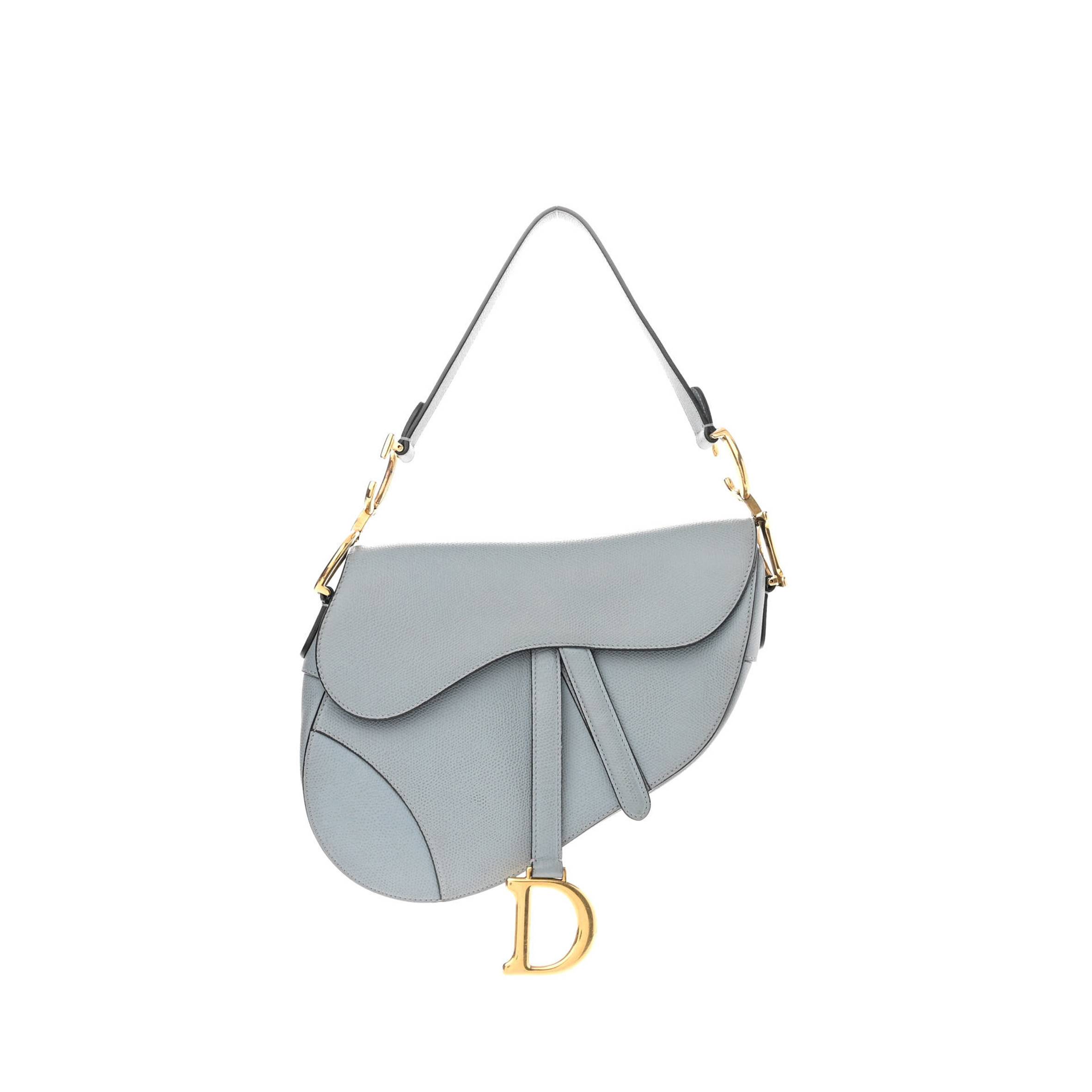 DIOR GRAINED CALFSKIN SADDLE BAG GREY STONE (24*23*5.7cm)