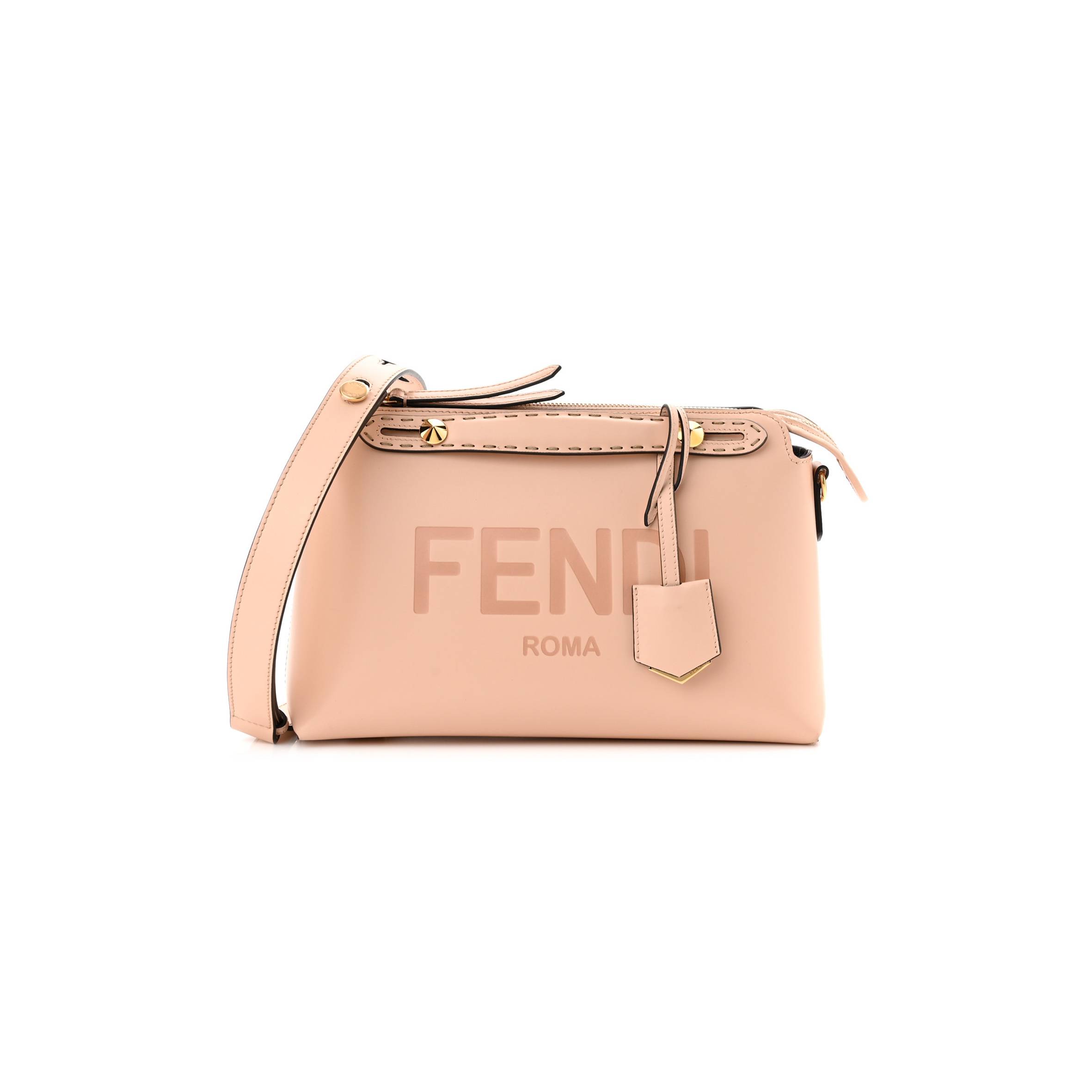 FENDI VITELLO KING LOGO EMBOSSED MEDIUM BY THE WAY BOSTON BAG LIGHT ROSE (27*18*12cm)