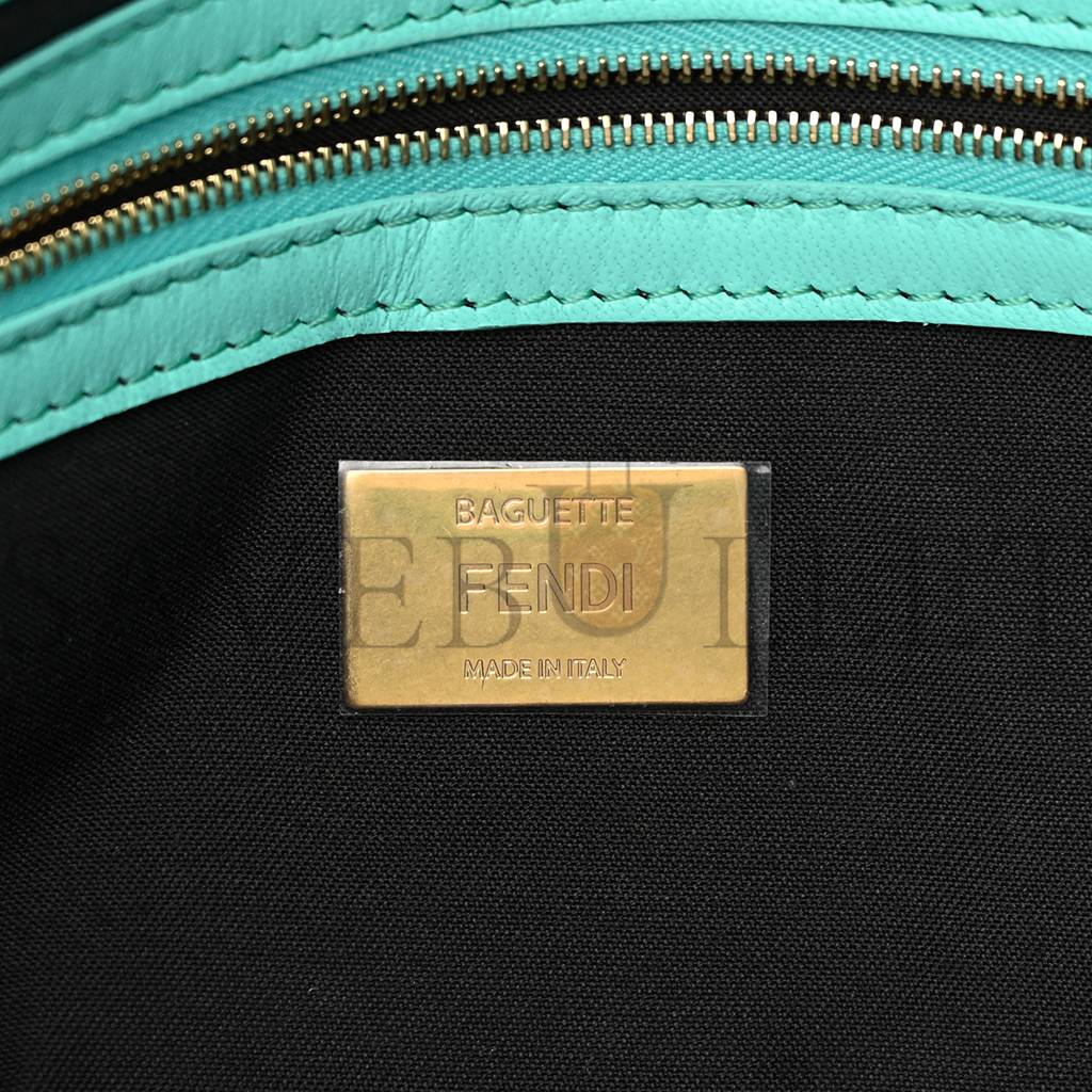 FENDI NAPPA FF 1974 EMBOSSED BAGUETTE SPRING TURQUOISE (27*15*5cm)